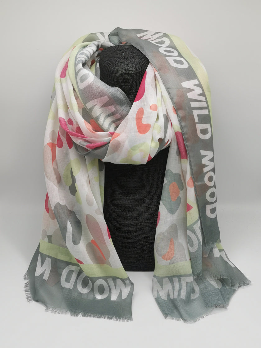 Schal Wild Mood in Grau/Bunt Leo Art. 6831