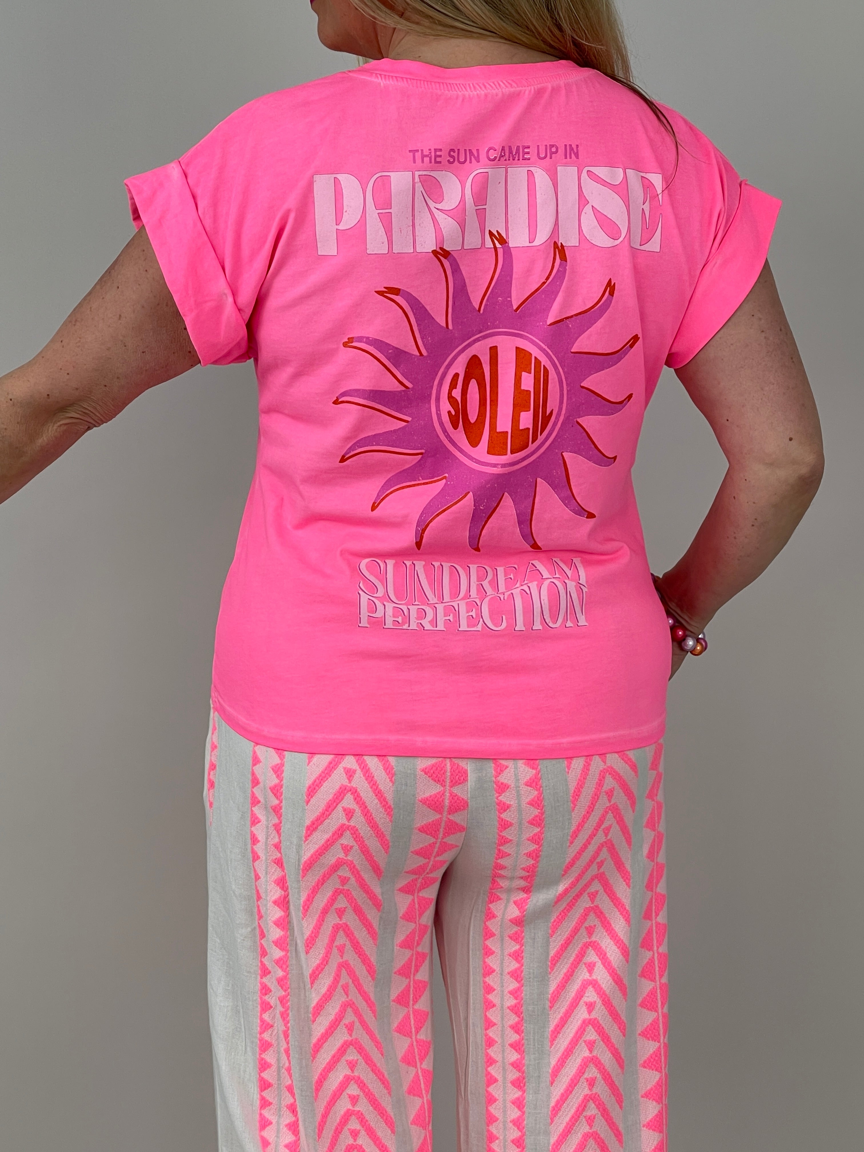 T-Shirt Sonnenprint in Neonpink