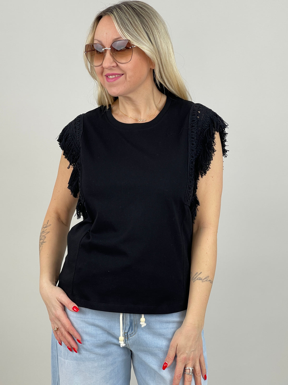Top Boho in Schwarz