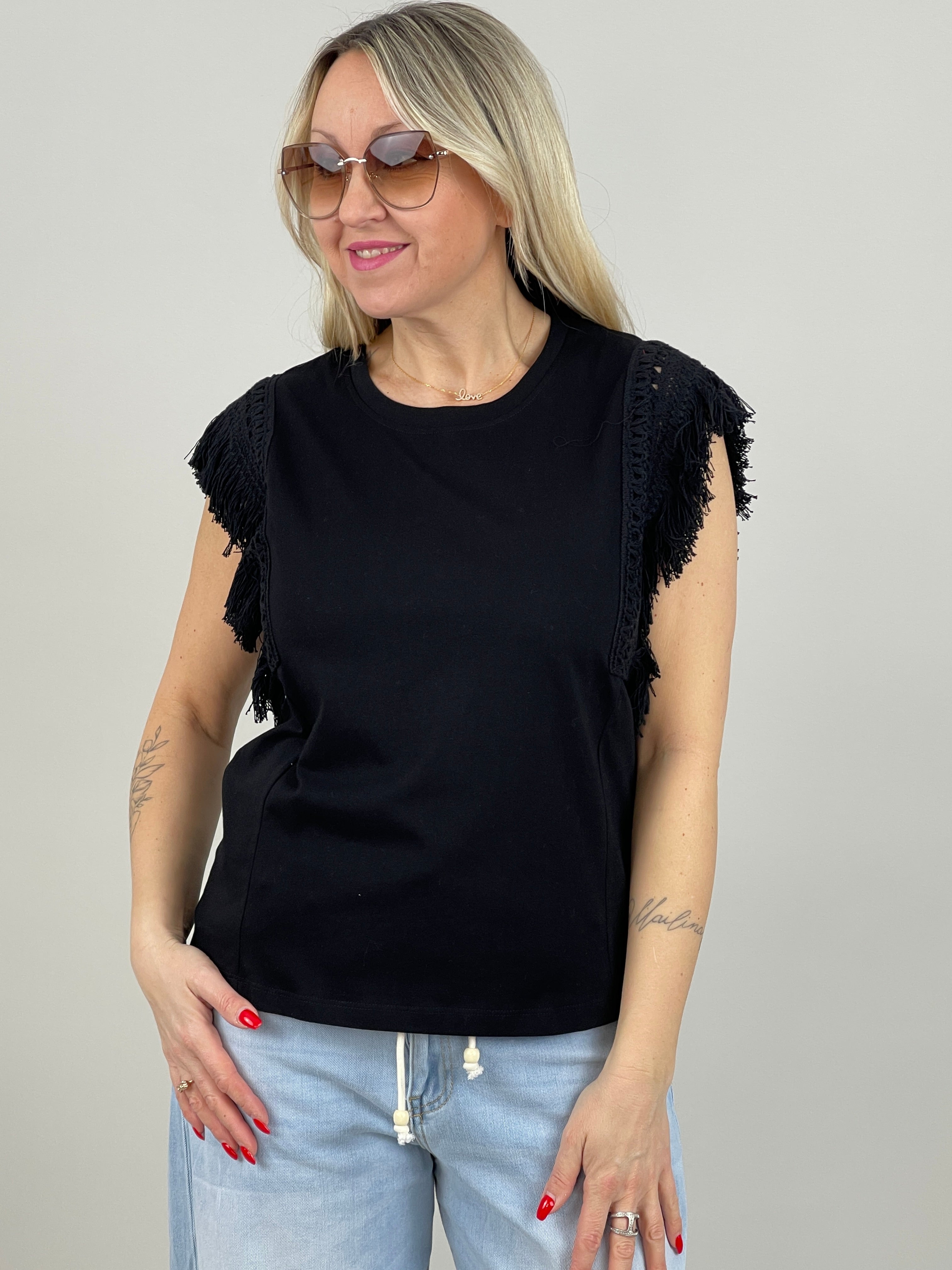 Top Boho in Schwarz