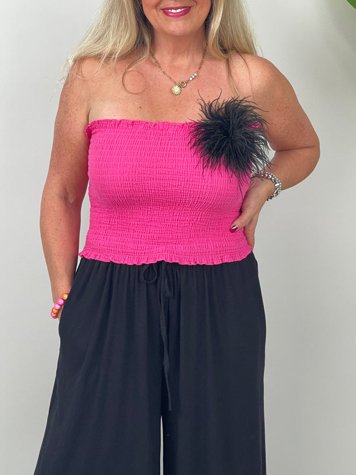 Bandeau-Top gesmokt Uni in Pink