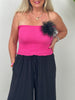 Bandeau-Top gesmokt Uni in Pink
