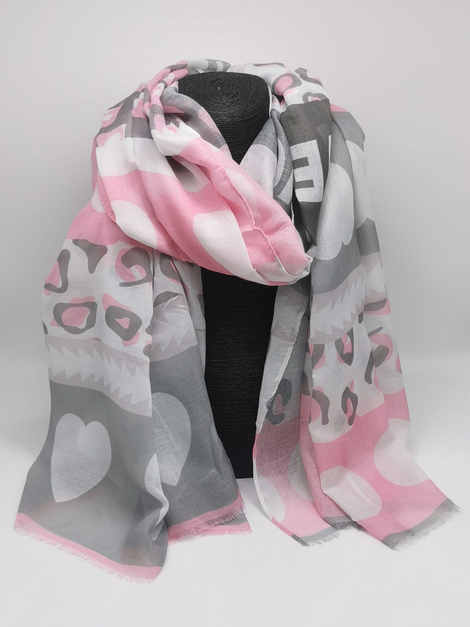 Schal Leo Muster in Grau/Rosa Art. 6834