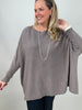 Pullover Oversized Fledermausärmel Uni in Taupe