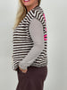Strickweste Streifen Dog Mom in Mokka/Creme