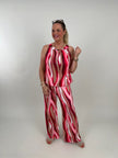 Neckholder Top Kofferstoff Wellen in Rot/Rosa Artikel 6053