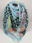 Tuch 70x70 Leo in Hellblau/Bunt