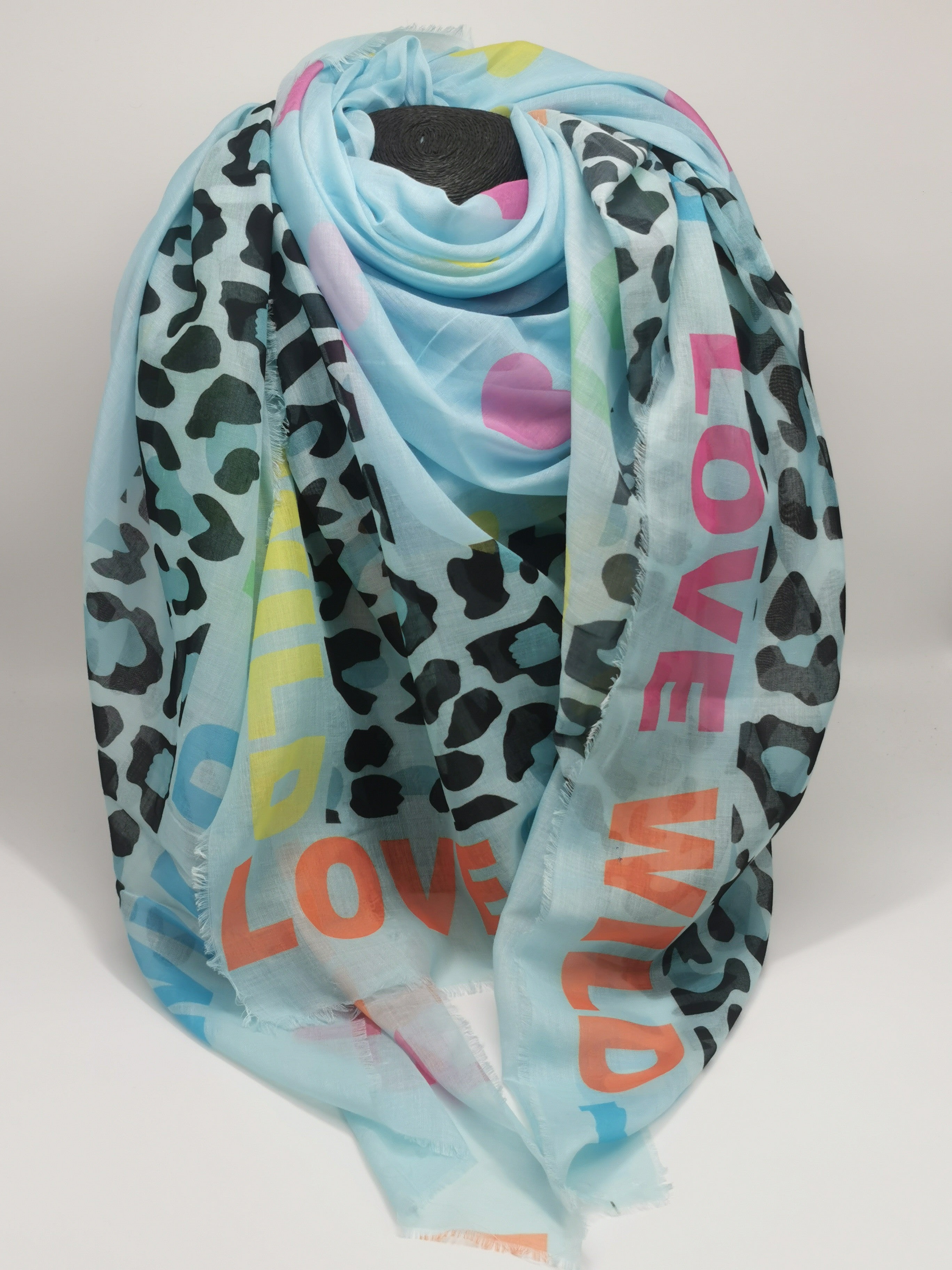 Tuch 70x70 Leo in Hellblau/Bunt