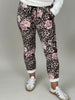 Velours-Hose mit Blumenprint in Braun/Beige