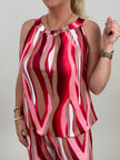Neckholder Top Kofferstoff Wellen in Rot/Rosa Artikel 6053