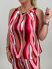 Neckholder Top Kofferstoff Wellen in Rot/Rosa Artikel 6053