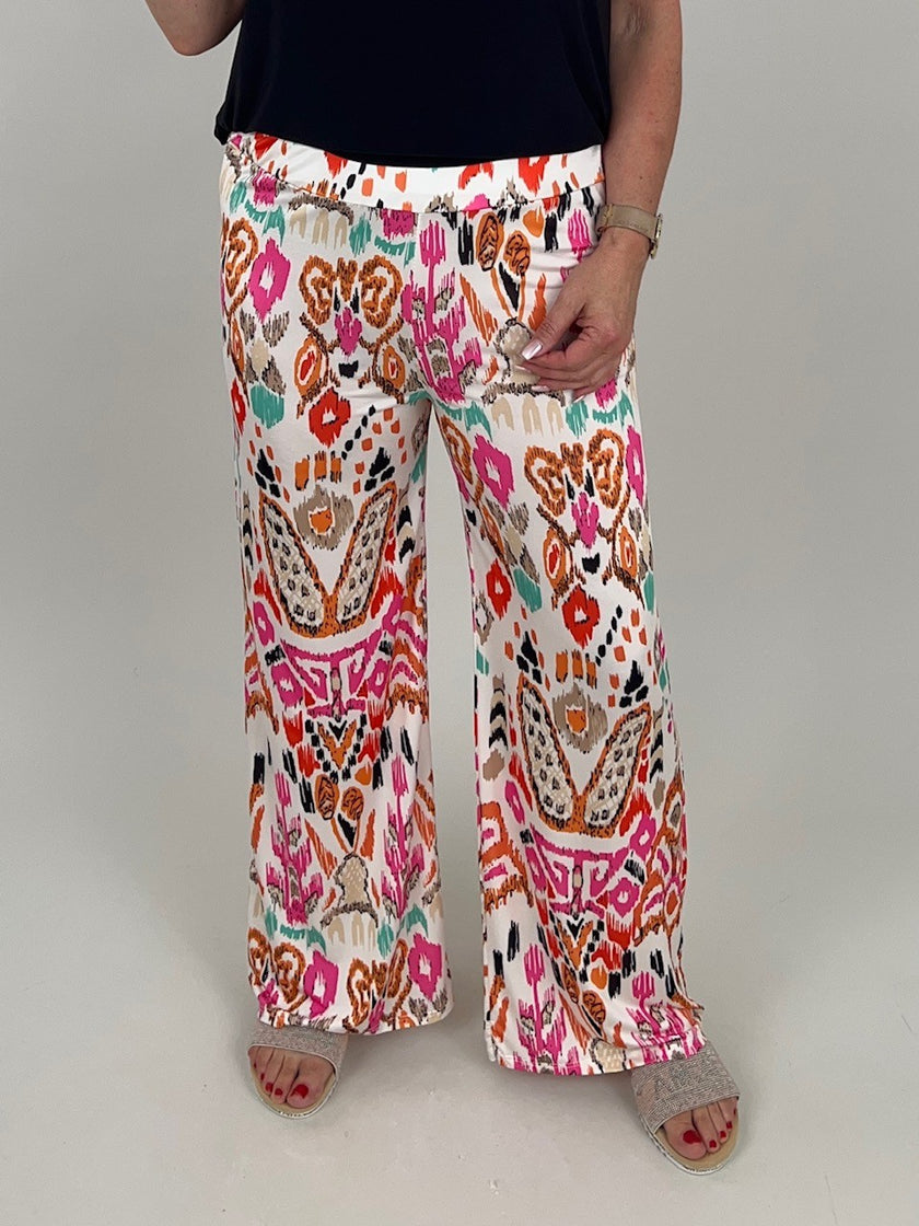 Marlene Hose Kofferstoff Muster in Pink/Orange Artikel 6046