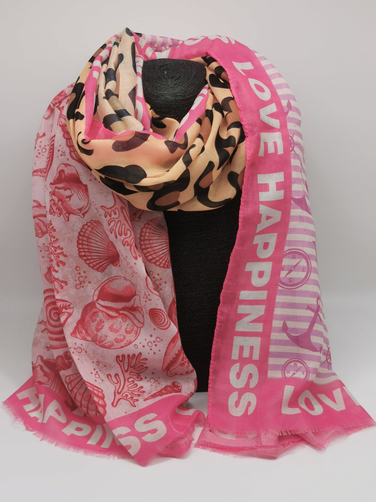 Schal Love Happiness Muster in Pink/Leo