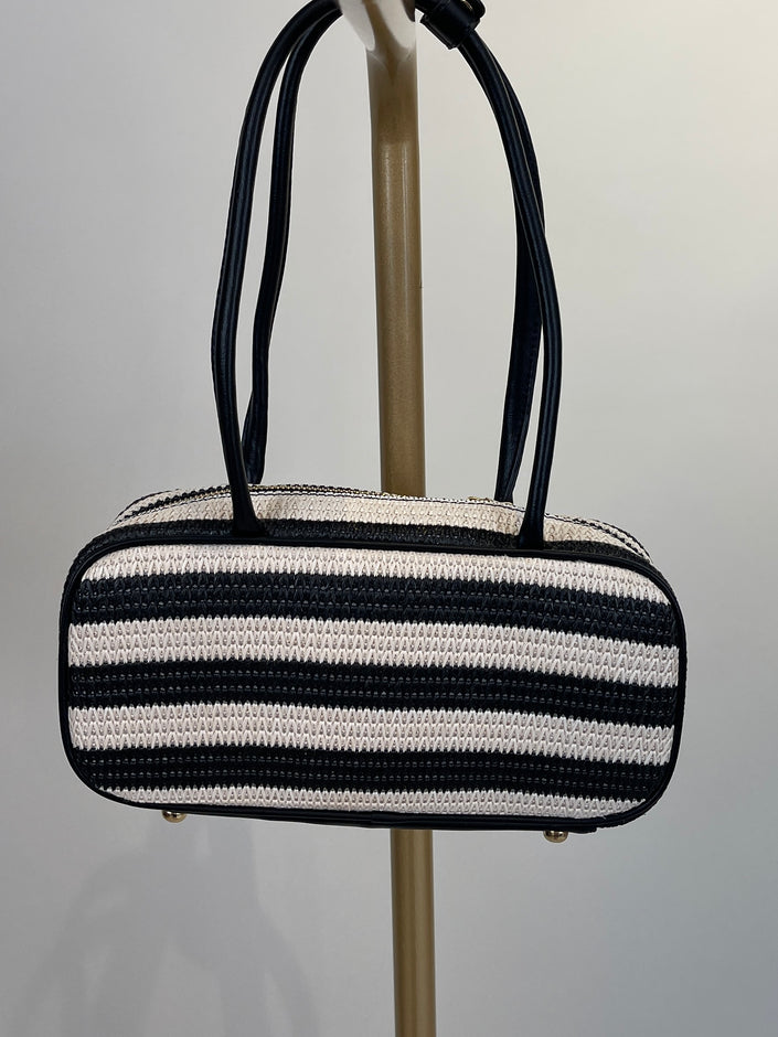 Tasche klein mit Streifen Schwarz/Creme