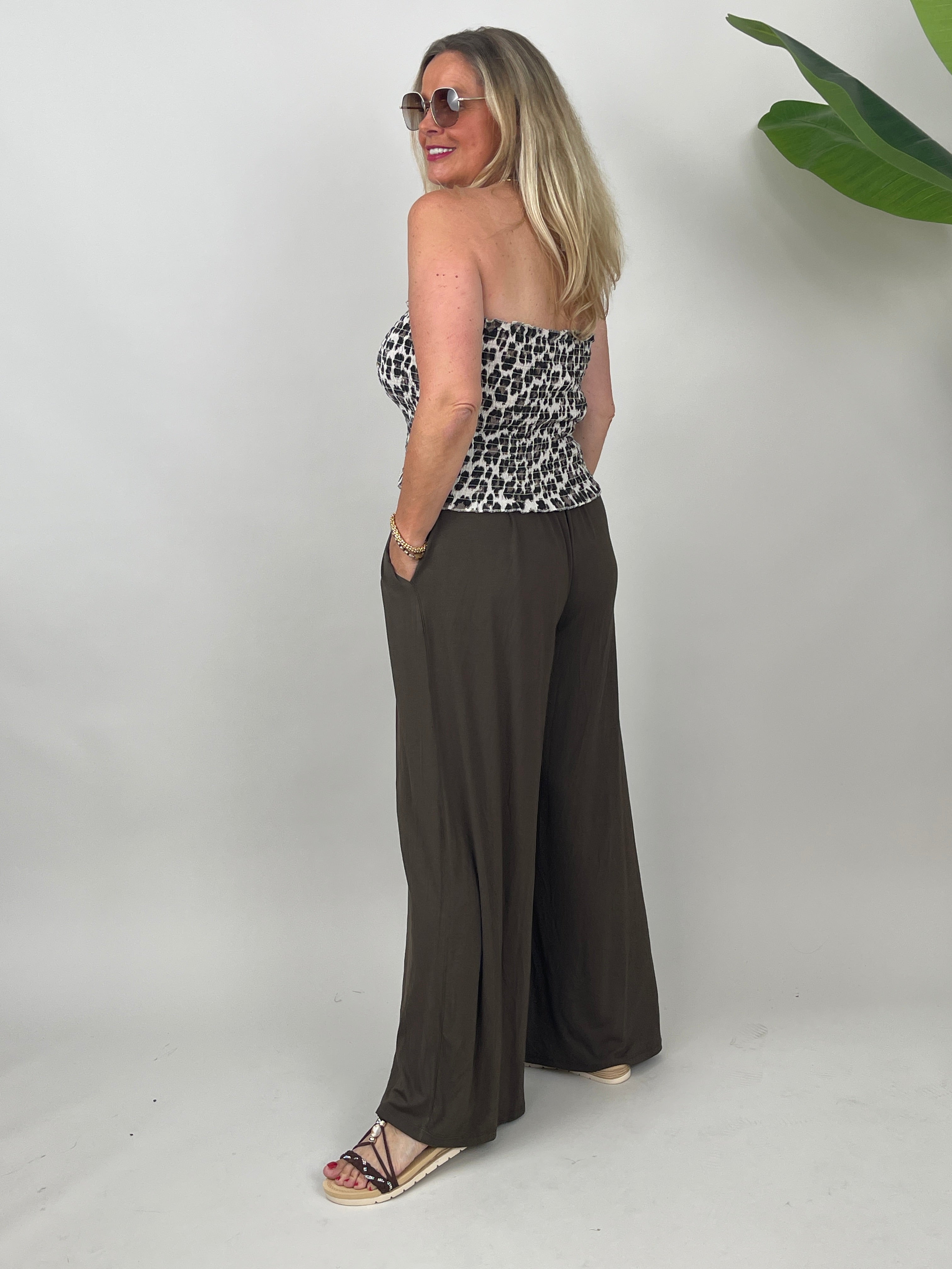 Bandeau-Top Leo in Beige Braun
