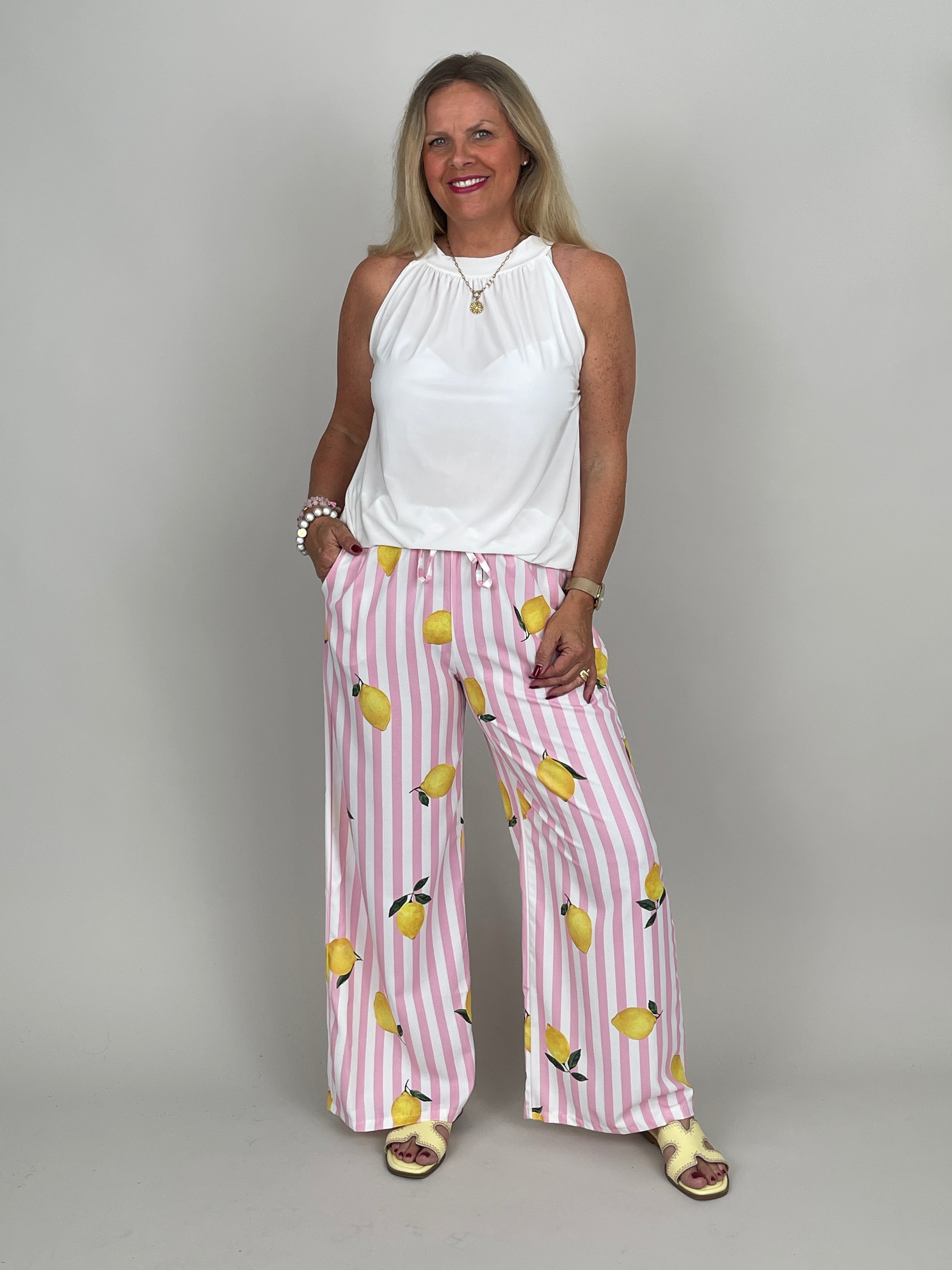 Marlene Hose Lemon in Rosa/Weiß