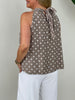 Neckholder Top Punkte in Taupe/Weiß