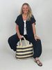 Leichter 2-Teiler mit Bluse und Ballonhose in Schwarz