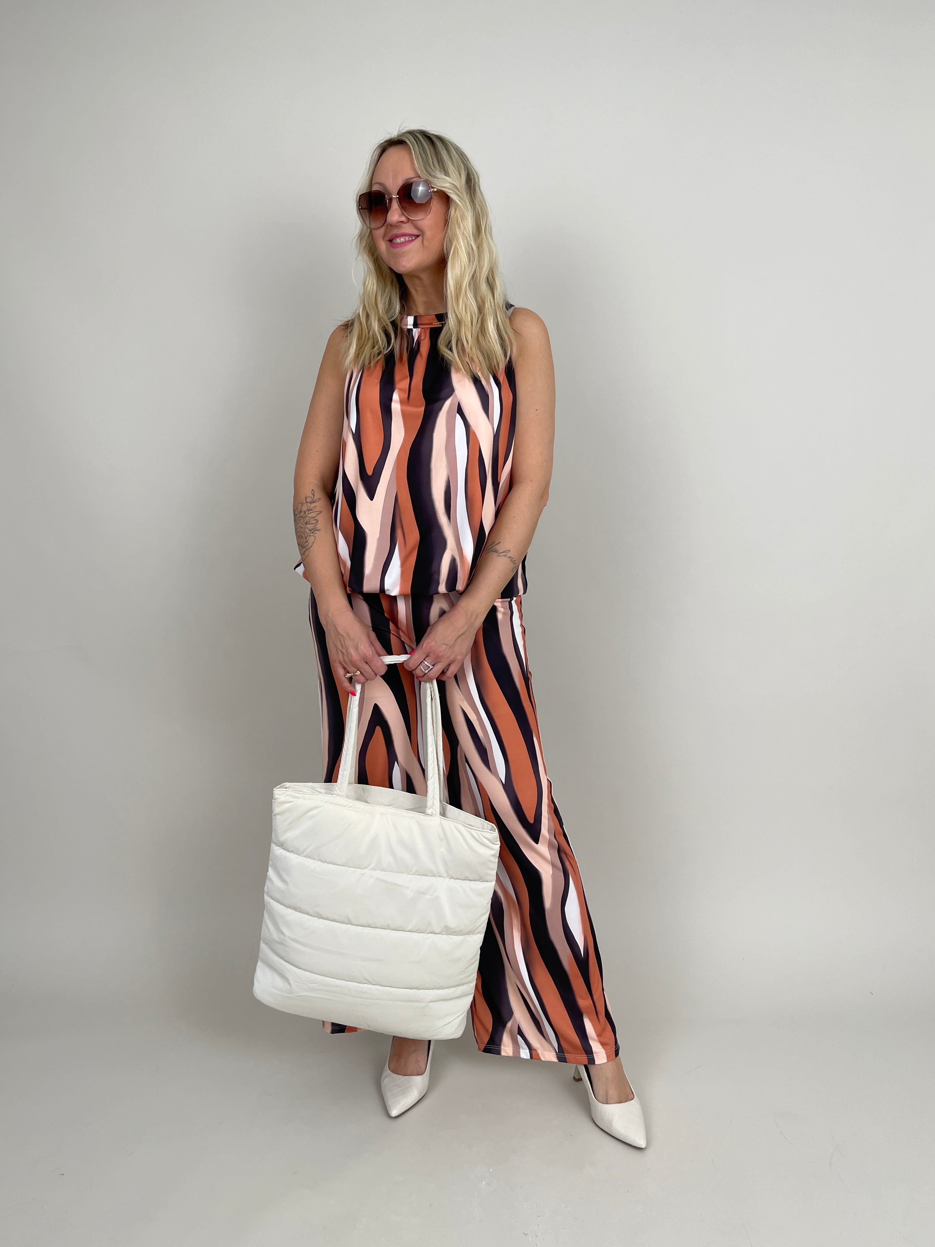 Marlene Hose Kofferstoff Wellen in Orange/Schwarz Artikel 6042