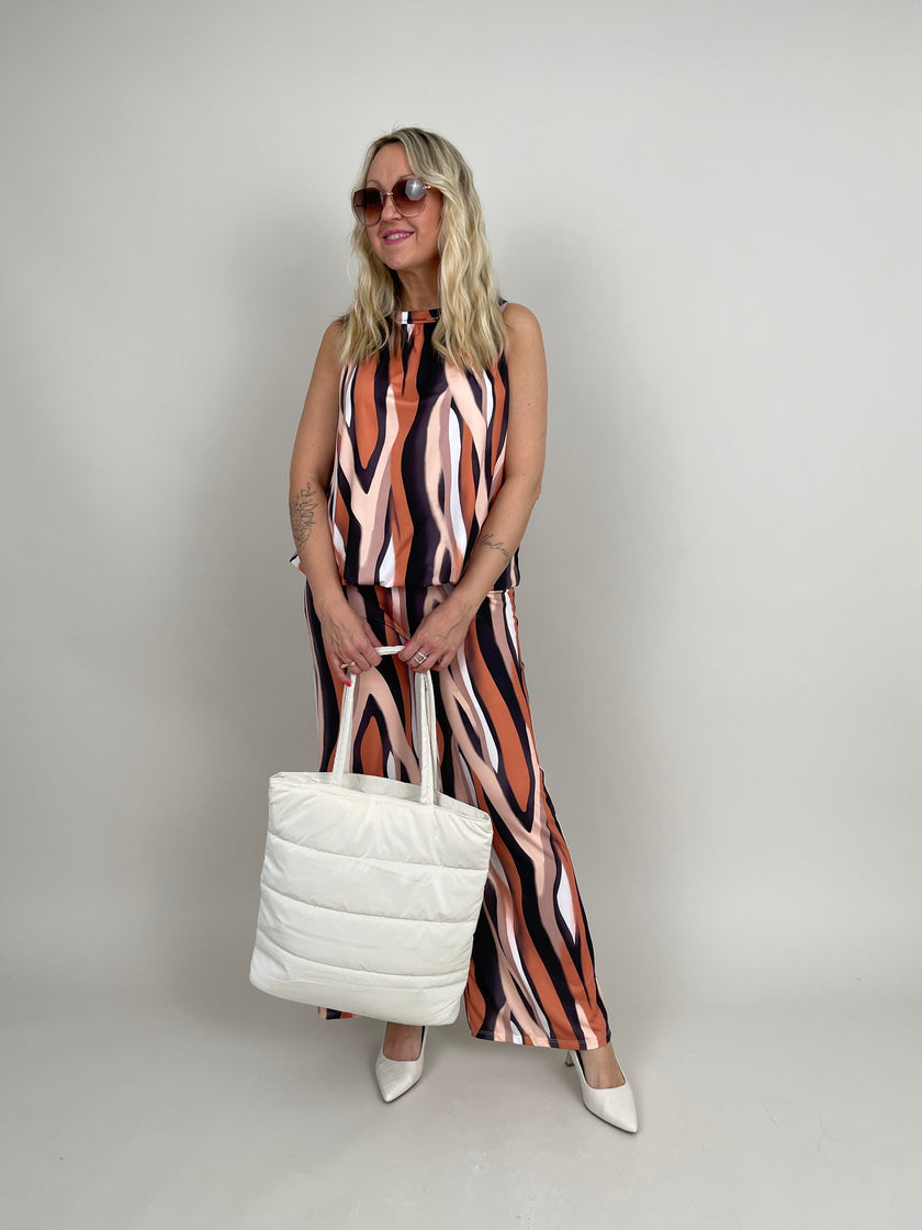 Marlene Hose Kofferstoff Wellen in Orange/Schwarz