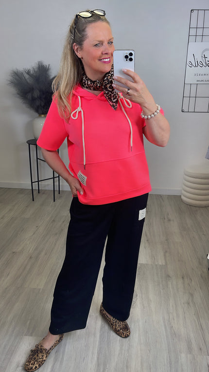 Hoodie Kurzarm Soft in Neonpink