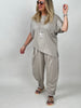 Hose Bundfalten Butterstoff helles Taupe