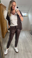 Jogpants Lederoptik Leokordel in Mokka Artikel 6326