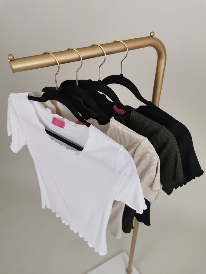 T-Shirt Basic Uni gerippt in versch. Farben Artikel 6077