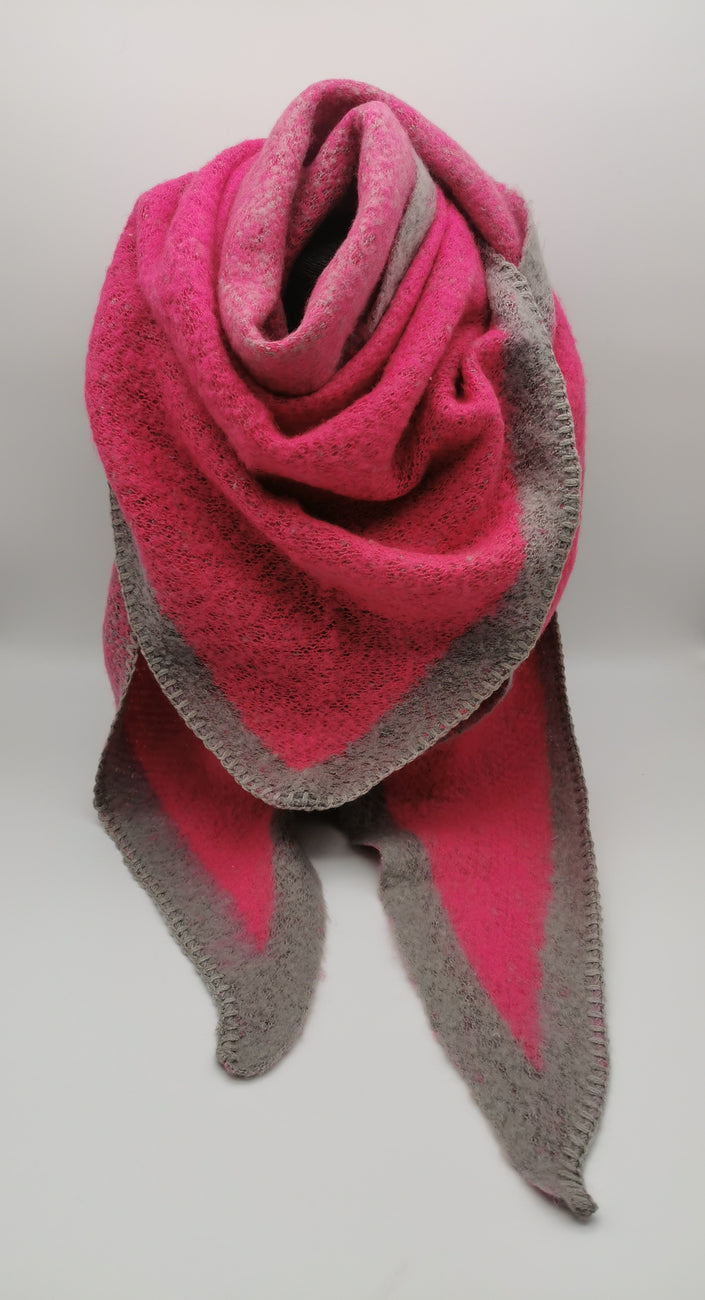 Dreieck-Schal flauschig in Pink/Grau Artikel 31613