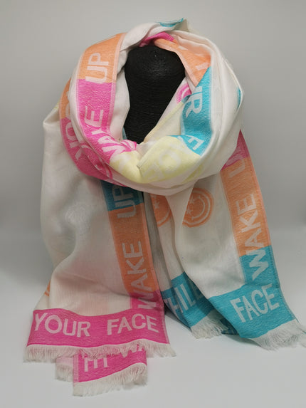 Schal Smileys in Creme/Bunt Art. 6839