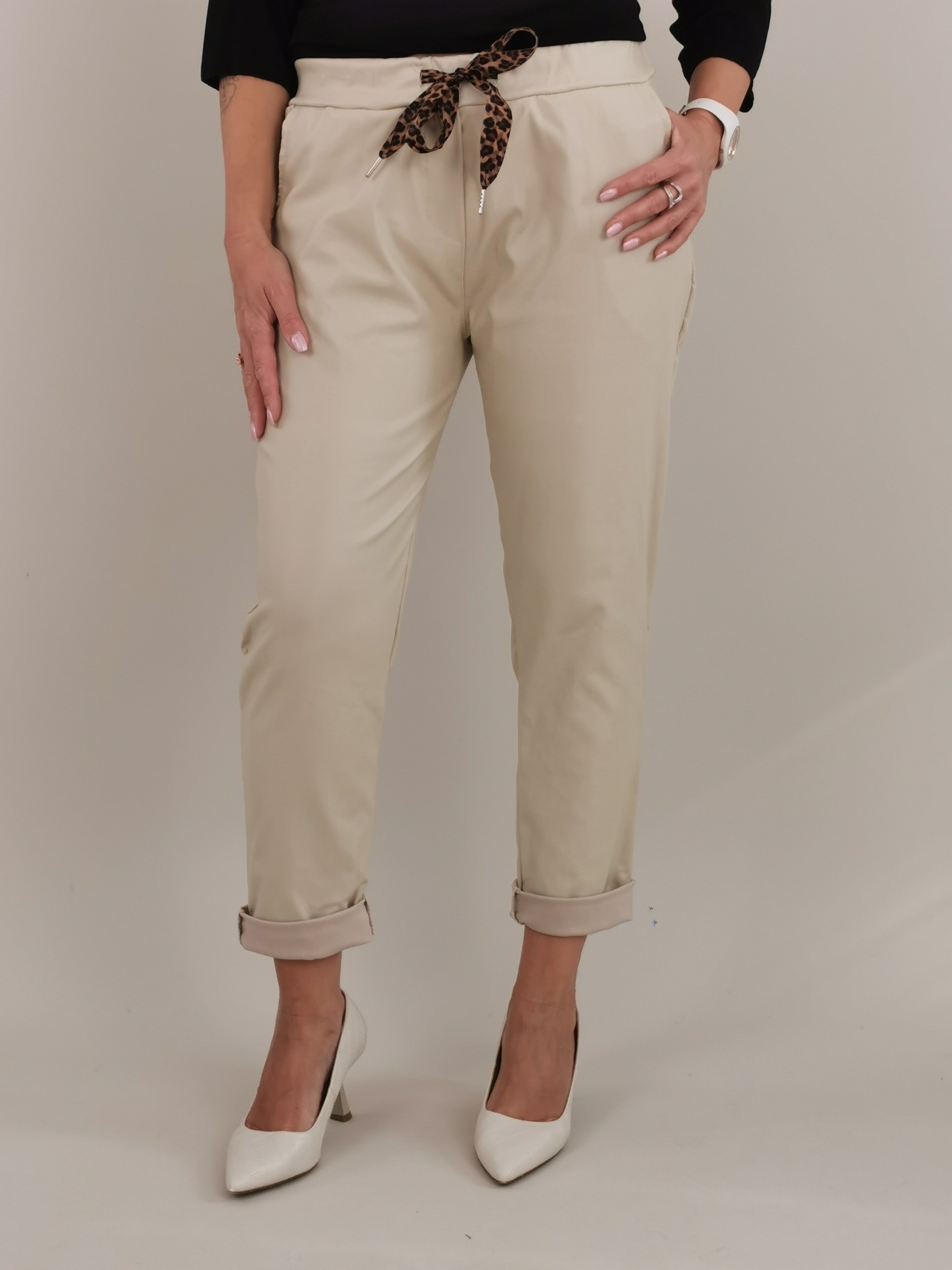 Jogpants Lederoptik Leokordel in Beige Artikel 6325