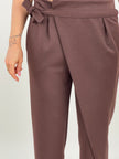 Hose mit Bindedetail in Braun Art. 6444