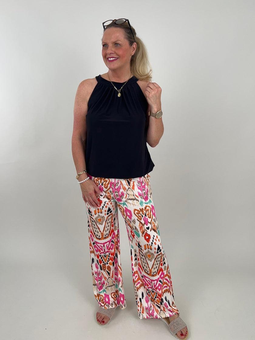 Marlene Hose Kofferstoff Muster in Pink/Orange Artikel 6046