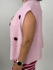 Strickweste mit Punkten & Reißverschluss in Rosa