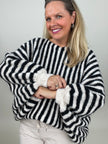 Pullover mit Fledermaus-Ärmeln Streifen in Schwarz/Creme