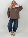 Sweatshirt Leo Smiley in Mokka