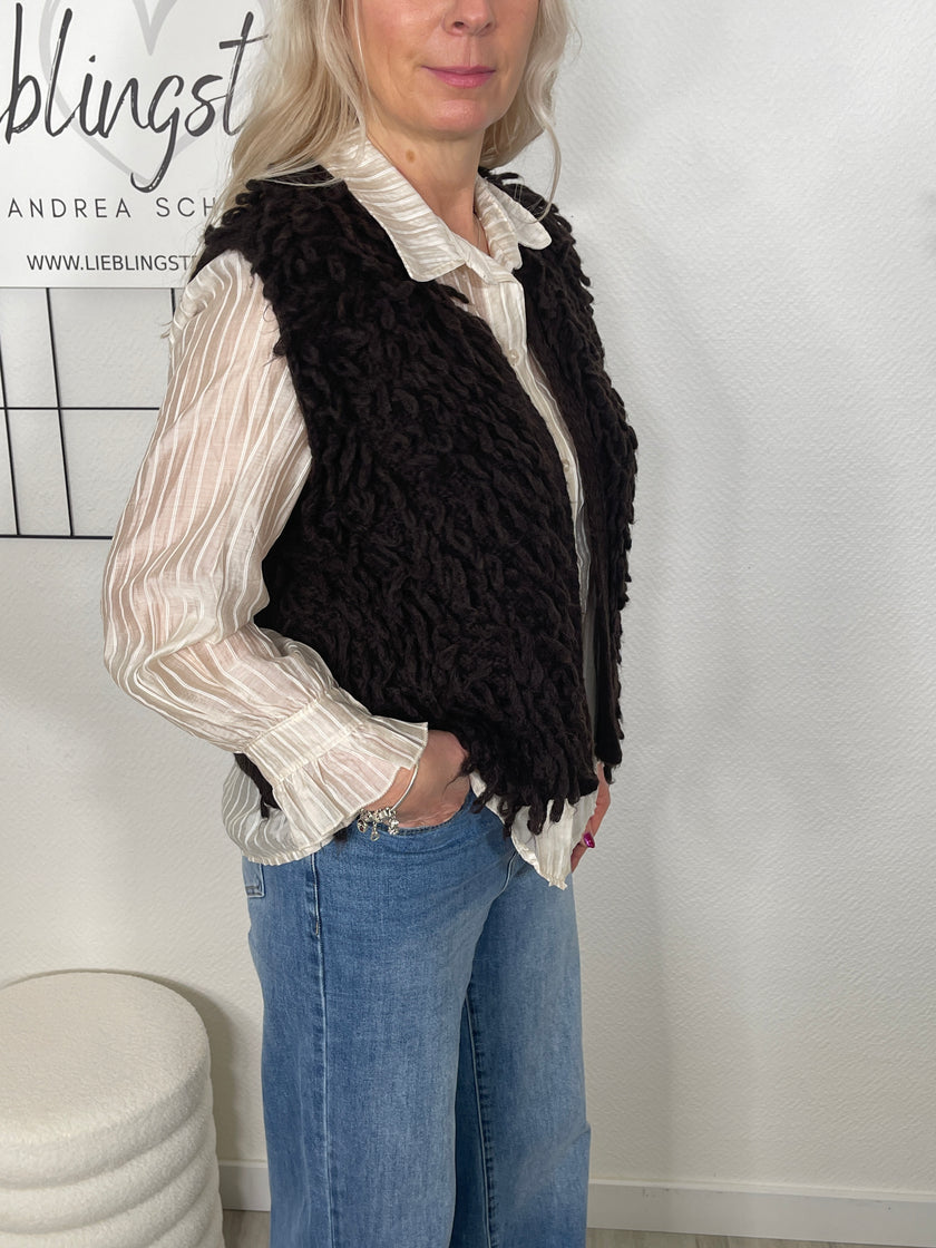 Weste mit Fransen in Mokka Artikel 6730