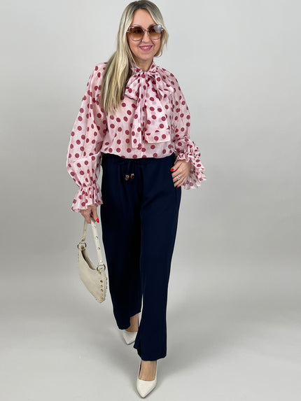 Bluse mit Punkten in Hellrosa/Rot Art. 6940