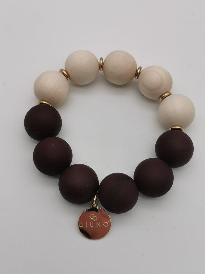 Perlenarmband in Pflaume/Creme Art. 6406