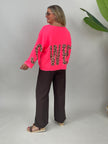 Sweatshirt Leo Druck Sweet in Neonpink