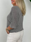 Leichter Strickpullover Streifen in Creme/Mokka