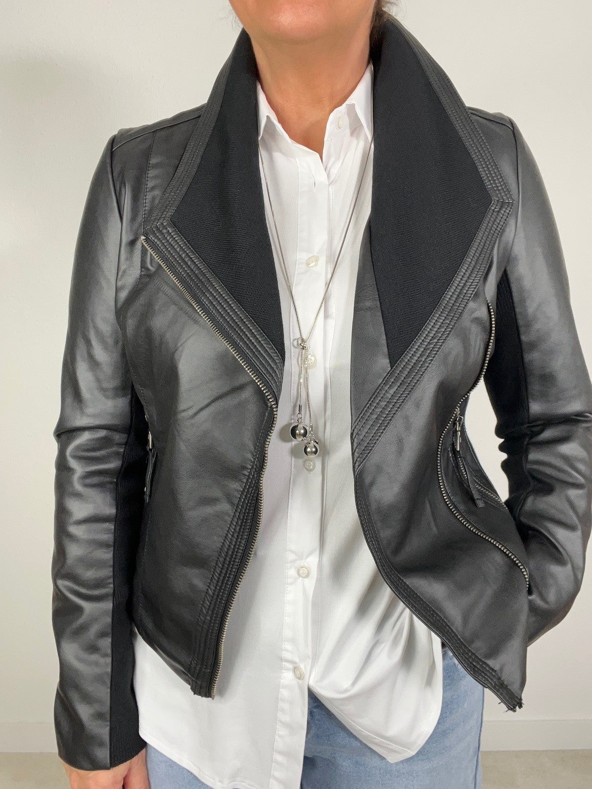 Kunstlederjacke in Schwarz