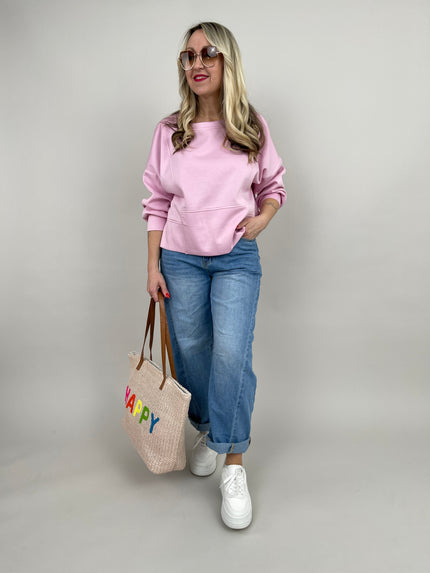 Sweatshirt Soft mit Knöpfen in Rosa Artikel 6796
