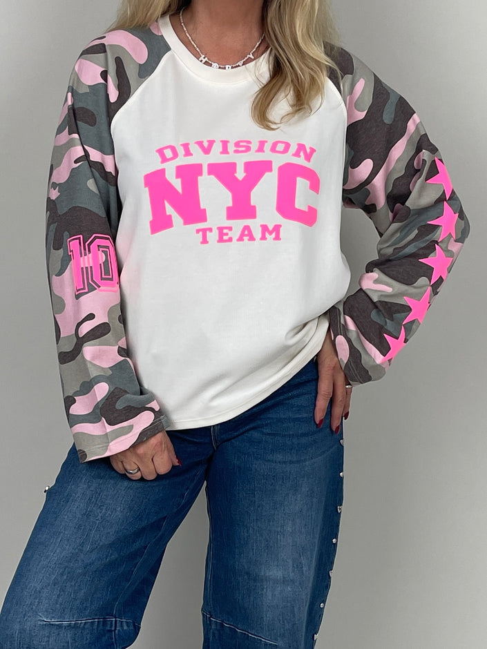 Sweatshirt Rosa Camouflage mit Pinken Sternen