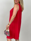Neckholder-Kleid Kurz Kofferstoff in Rot