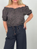 Bluse Musselin mit Raffung in Mokka/Leo