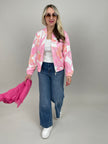 Jacke Veloursoptik in Candypink/Orange