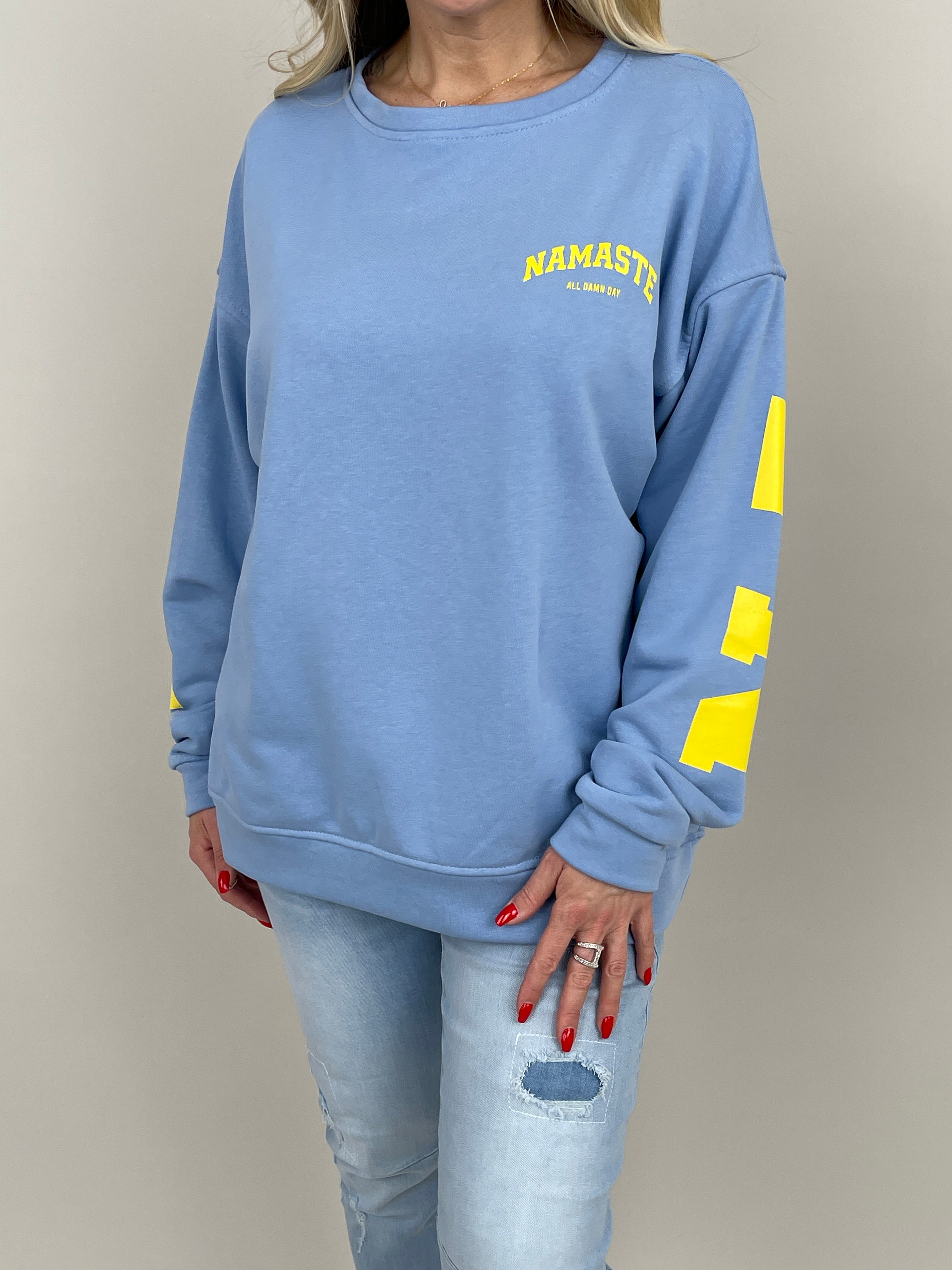 Sweatshirt mit Schriftzug in Blau Artikel 6791
