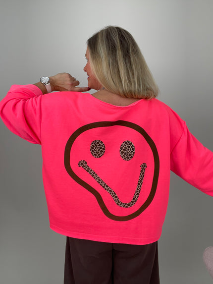 Sweatshirt Smiley in Neonpink