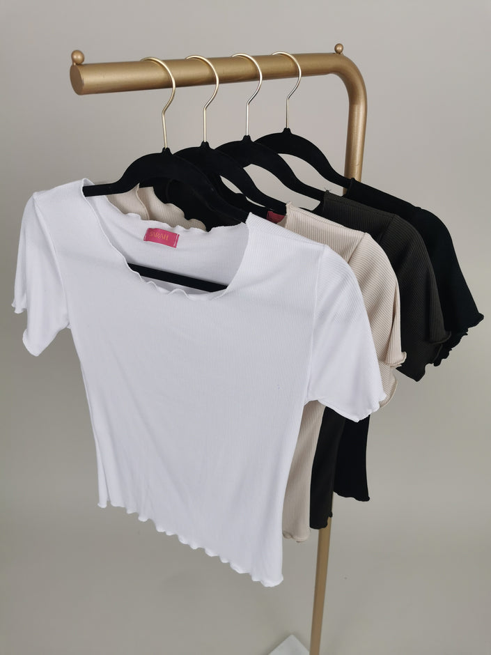 T-Shirt Basic Uni gerippt in versch. Farben Artikel 6077